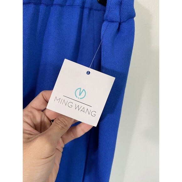 Ming Wang Pants 1X Royal Blue Womens Cut Out Detail Ankle Stretch Career New - Picture 6 of 12